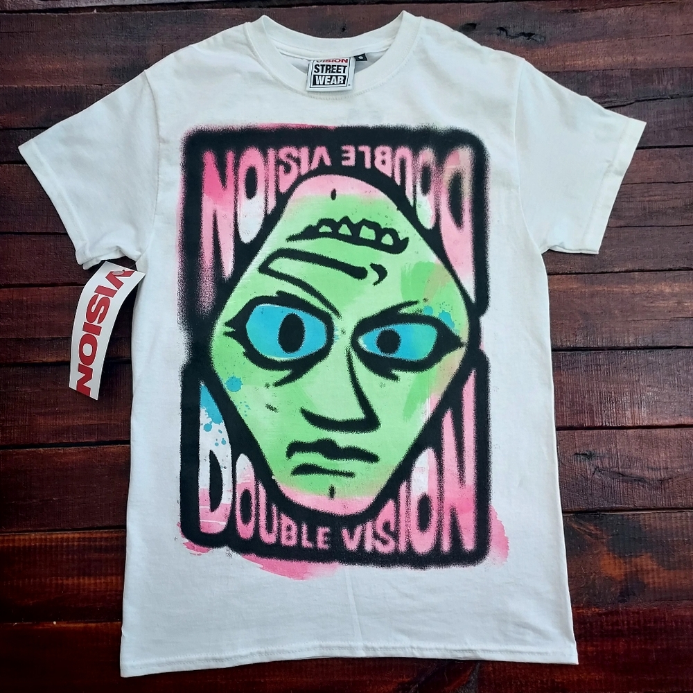 Vision Street Wear Double Vision Face Off Skateboarding Tee Shirt NWT Small